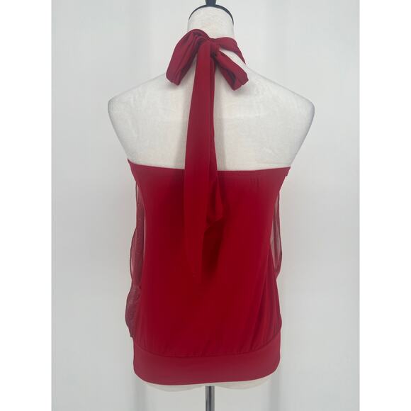 Vintage Y2k UVA Line Red Glitter Halter Top Size Small Clubwear - Picture 3 of 4